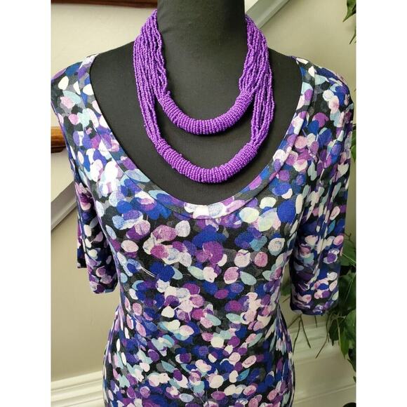 Motherhood Women Multicolor Rayon Scoop Neck 3/4 Sleeve Knee Length Dress Size M - Picture 2 of 11